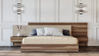 Matteo Italian Modern Walnut & Fabric 4-Piece Bedroom Set - Piece Bedroom Set