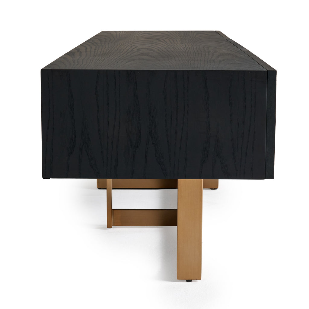Tasha - Modern Black Ash + Brushed Gold TV Stand