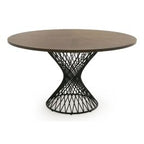 Theresa Modern Round Walnut & Black Table