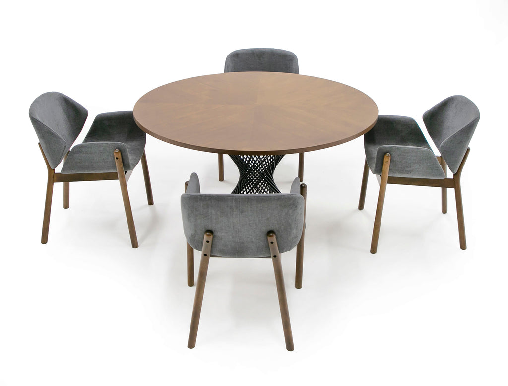 Theresa Modern Round Walnut & Black Table