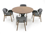 Theresa Modern Round Walnut & Black Table