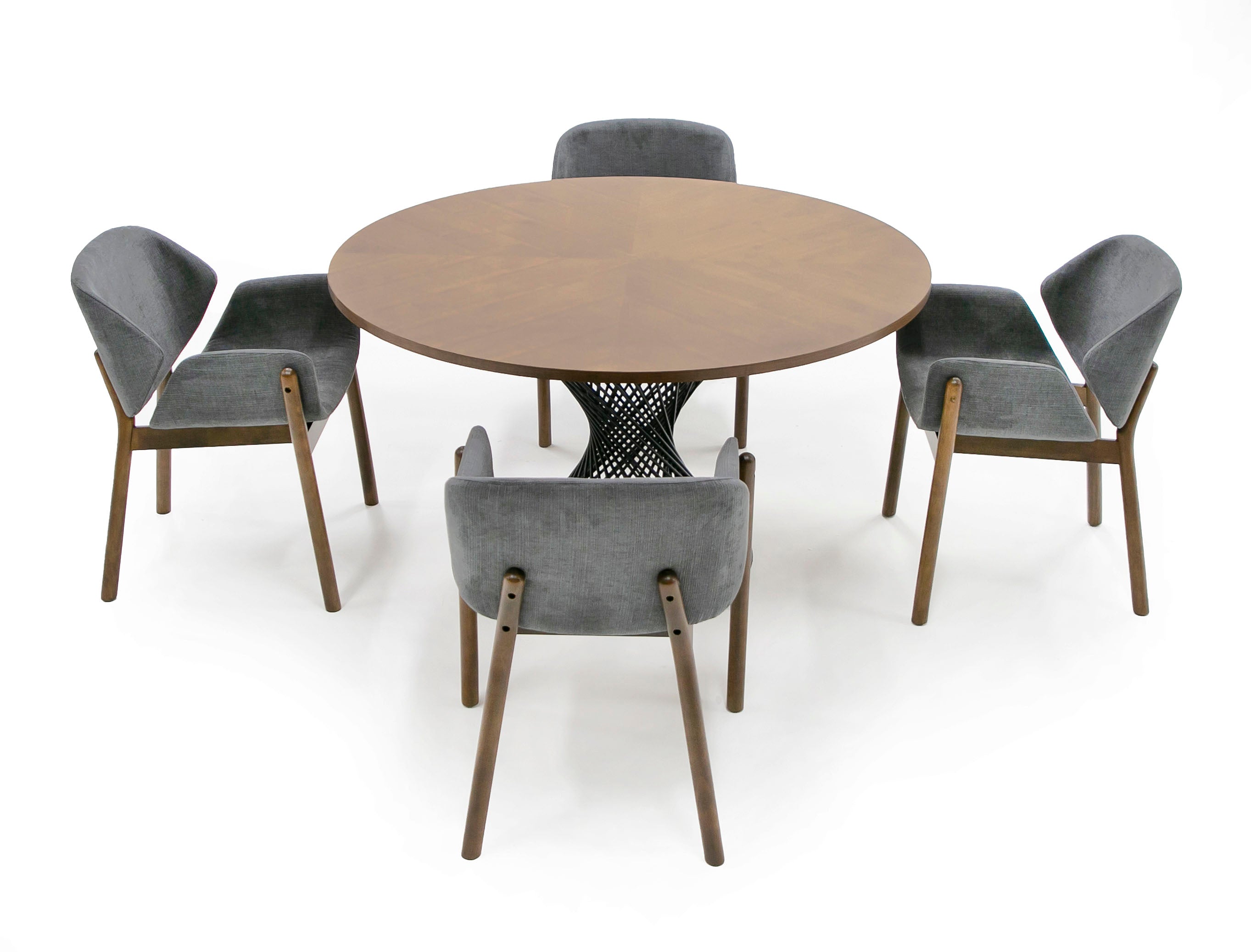 Theresa Modern Round Walnut & Black Table