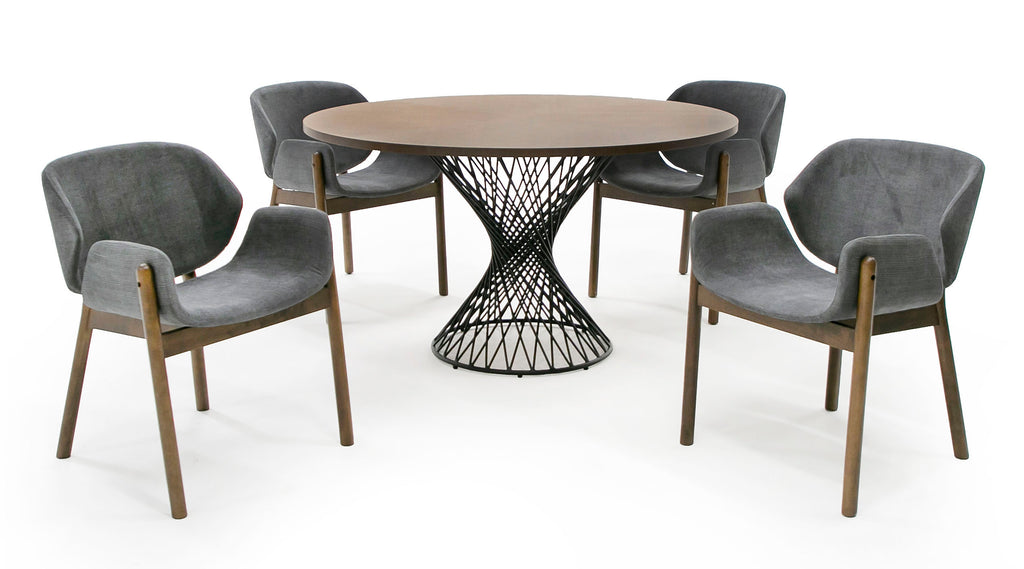 Theresa Modern Round Walnut & Black Table