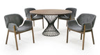 Theresa Modern Round Walnut & Black Table