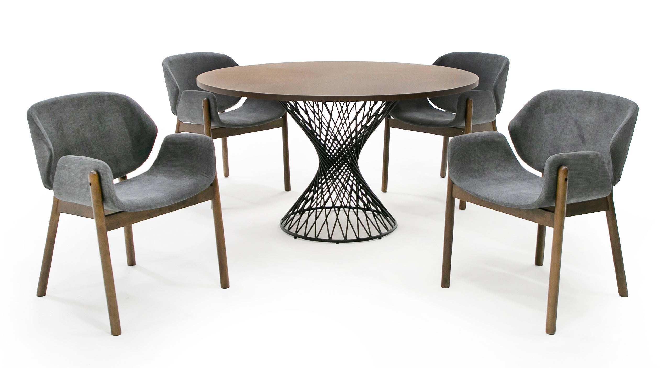 Theresa Modern Round Walnut & Black Table