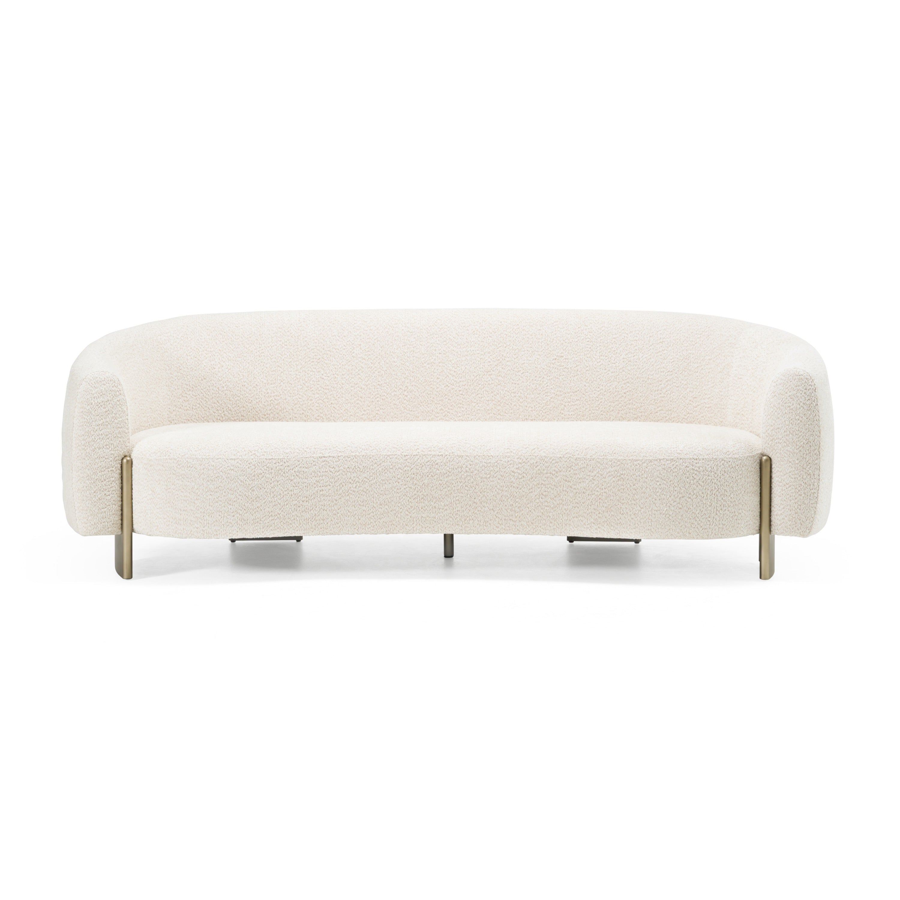 Divani Casa Thrive - Modern Beige Fabric + Antique Brass Sofa
