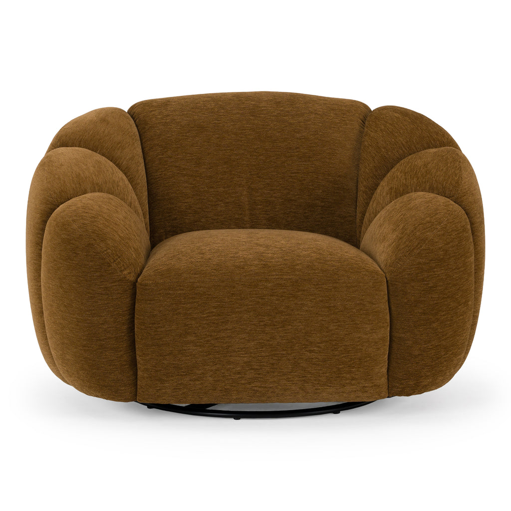Thune - Modern Brown Fabric Swivel Accent Chair