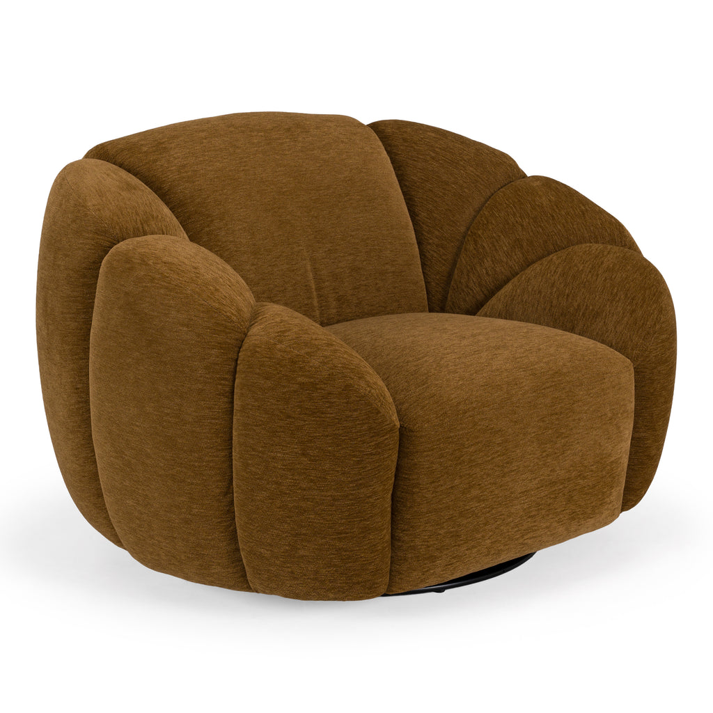 Thune - Modern Brown Fabric Swivel Accent Chair