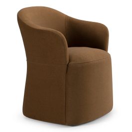 Timothy - Modern Brown Fabric Dining Chair with Castor Wheels