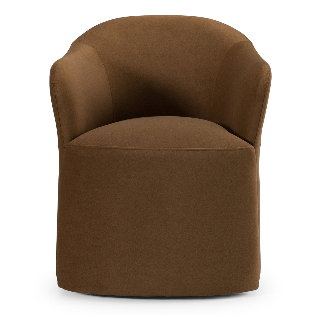Timothy - Modern Brown Fabric Dining Chair with Castor Wheels