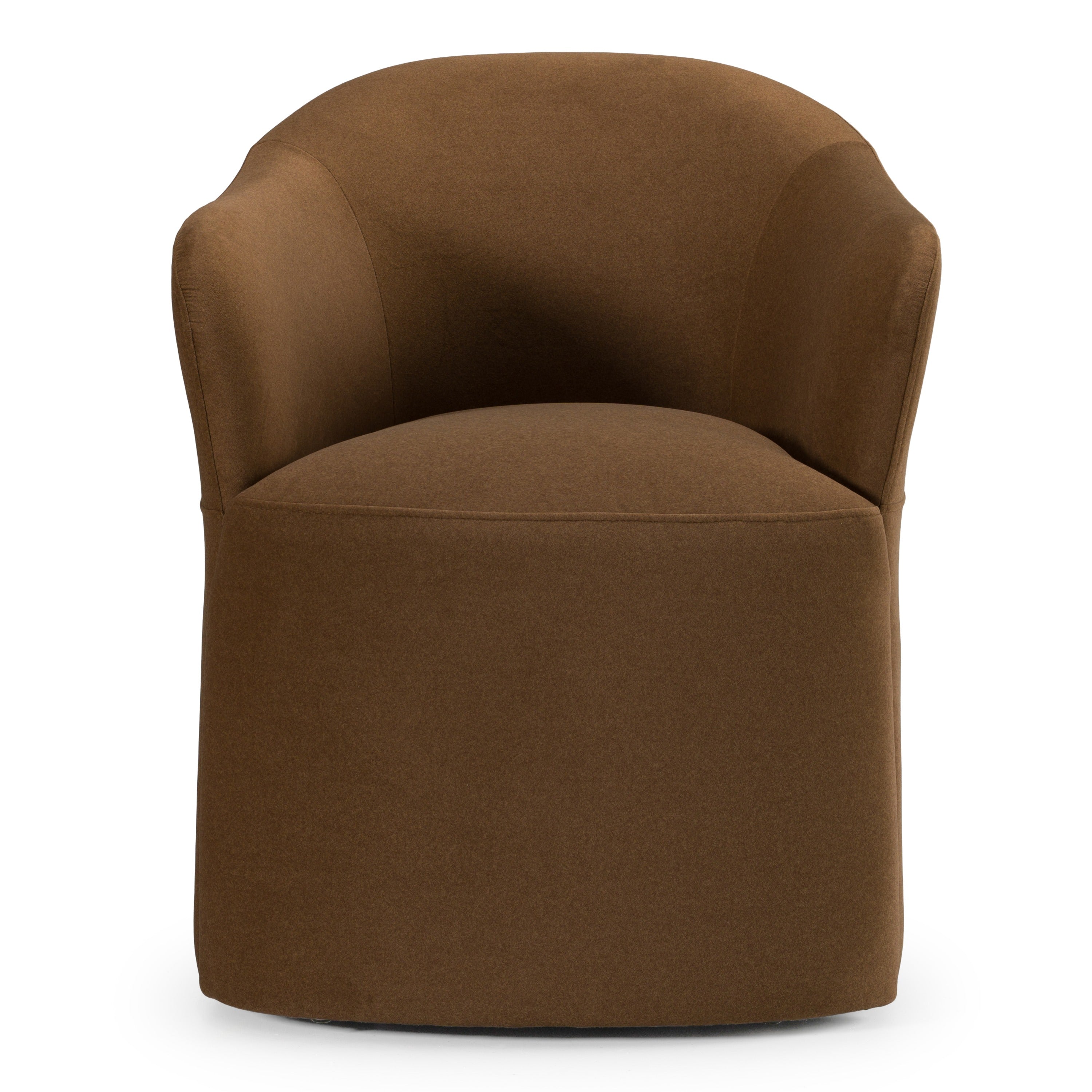 Timothy - Modern Brown Fabric Dining Chair with Castor Wheels