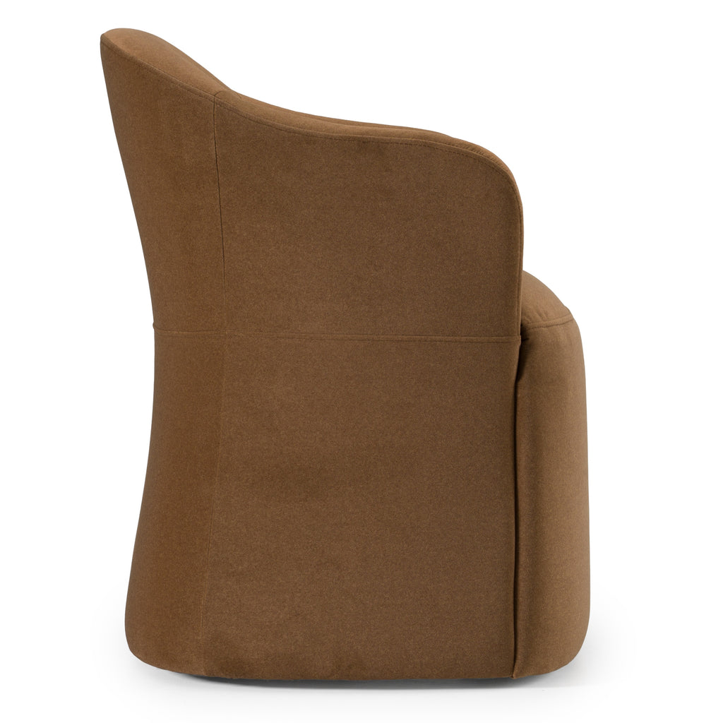 Timothy - Modern Brown Fabric Dining Chair with Castor Wheels