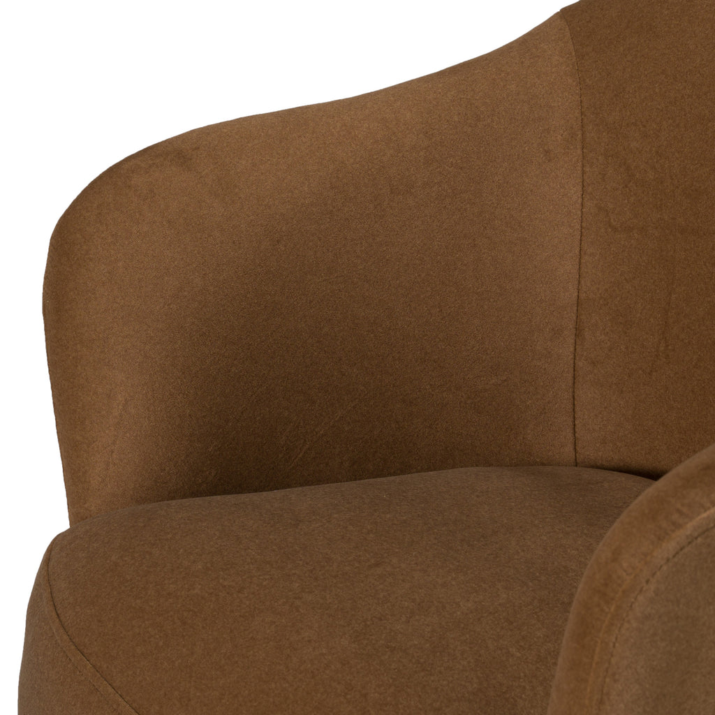 Timothy - Modern Brown Fabric Dining Chair with Castor Wheels