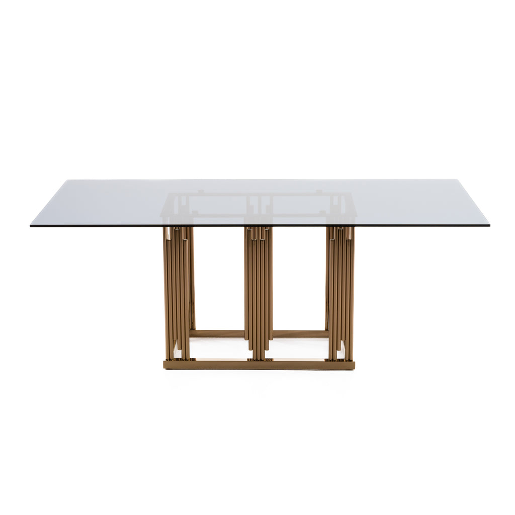 Token Modern Smoked Grey Glass & Rosegold Dining Table