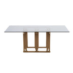 Token Modern Smoked Grey Glass & Rosegold Dining Table