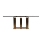 Token Modern Smoked Grey Glass & Rosegold Dining Table