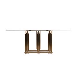 Token Modern Smoked Grey Glass & Rosegold Dining Table