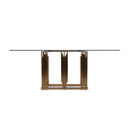 Token Modern Smoked Grey Glass & Rosegold Dining Table