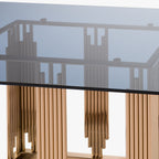 Token Modern Smoked Grey Glass & Rosegold Dining Table