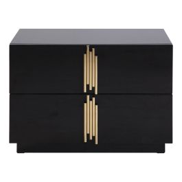 Token - Modern Black + Gold Wide Nightstand
