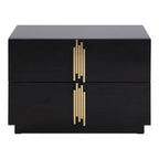Token - Modern Black + Gold Wide Nightstand