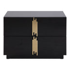 Token - Modern Black + Gold Wide Nightstand