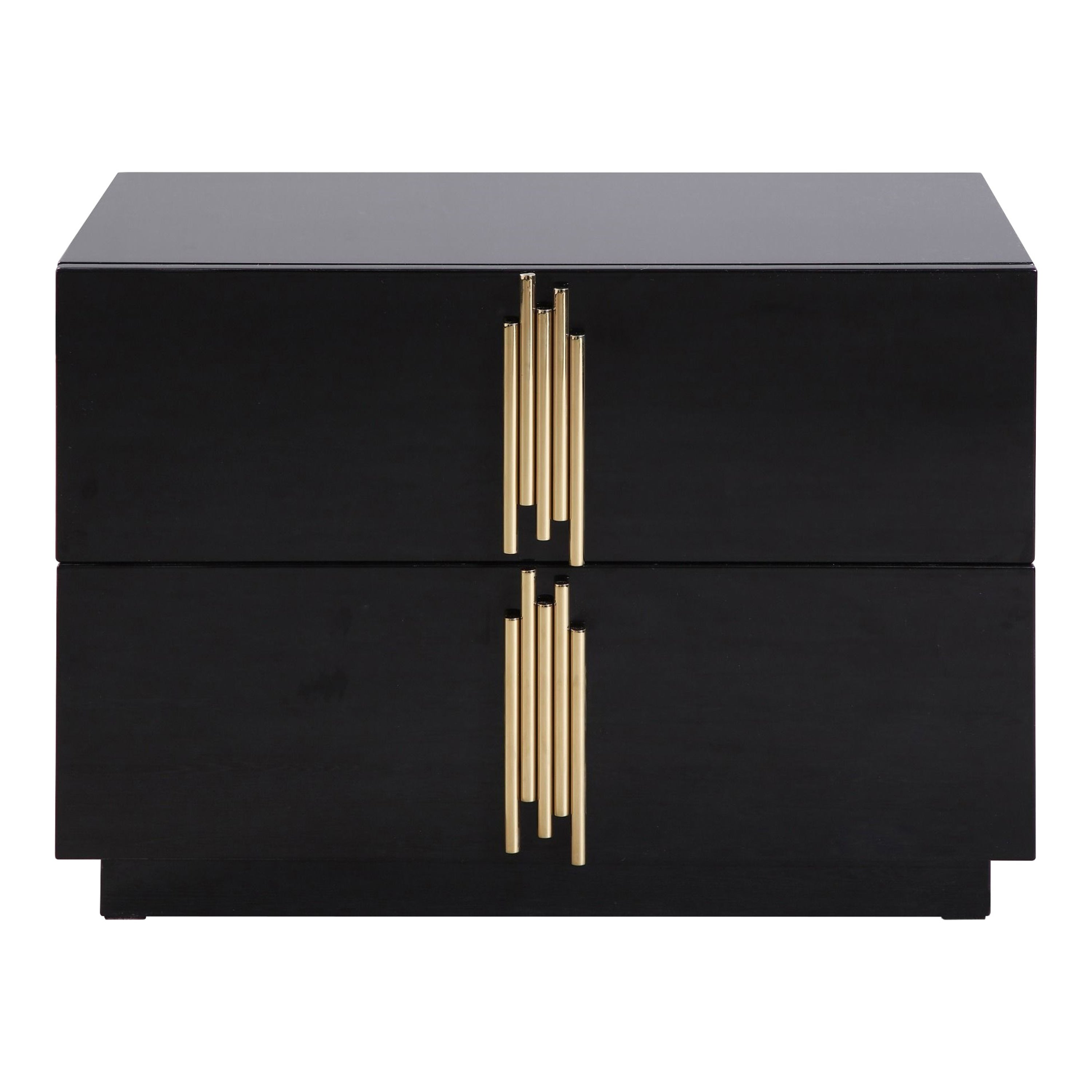 Token - Modern Black + Gold Wide Nightstand