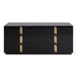 Token - Modern Black + Gold Wide Dresser