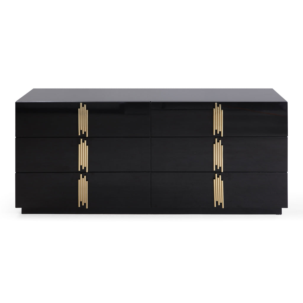 Token - Modern Black + Gold Wide Dresser