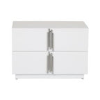 Token - Modern White & Stainless Steel Wide Nightstand