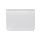 Token - Modern White & Stainless Steel Wide Nightstand