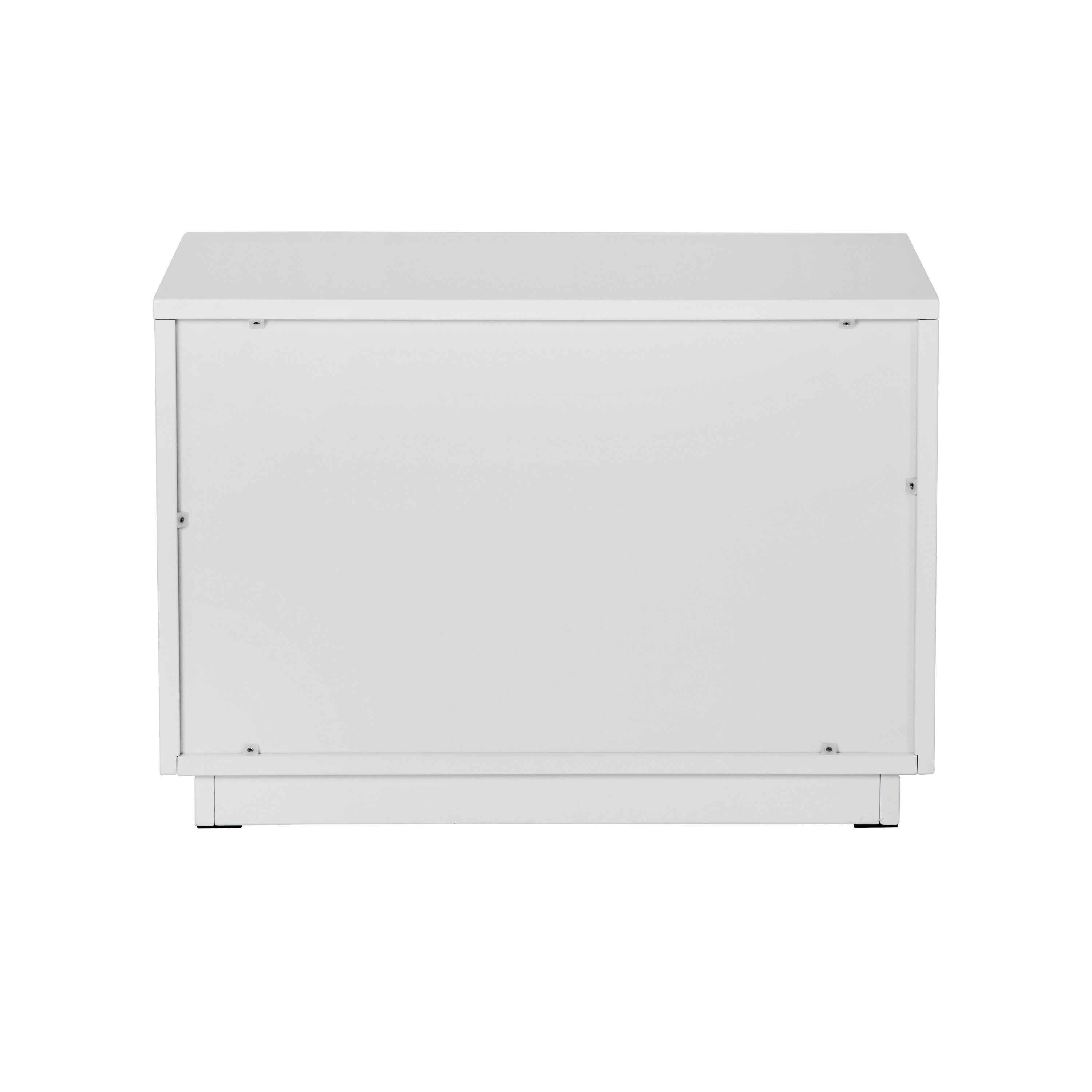Token - Modern White & Stainless Steel Wide Nightstand