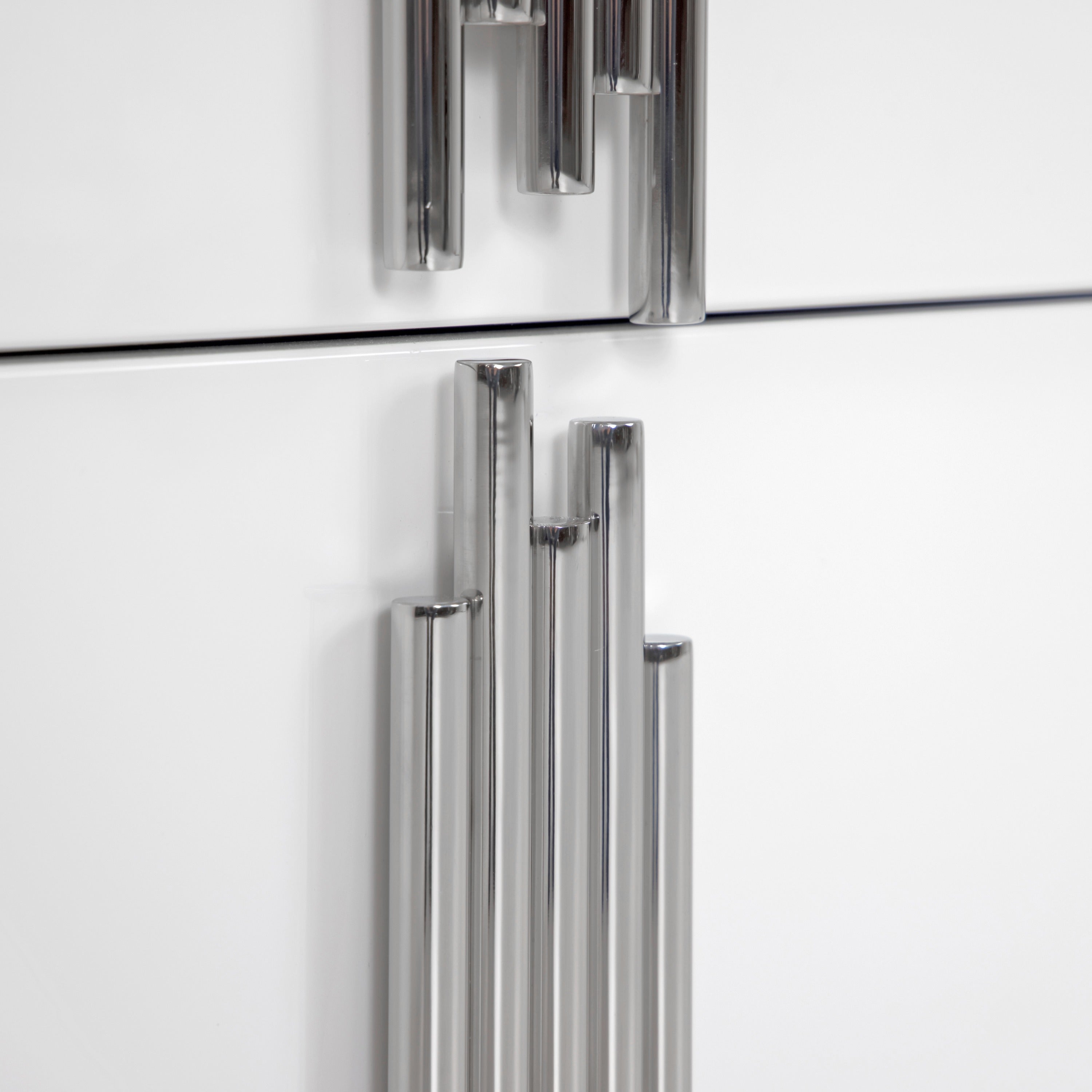 Token - Modern White & Stainless Steel Wide Nightstand