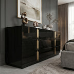 Token - Modern Black + Gold Wide Dresser