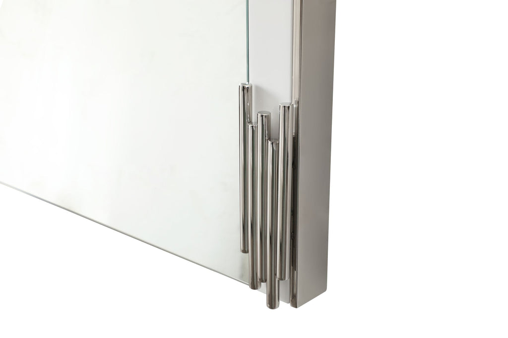 Token - Modern White & Stainless Steel Mirror