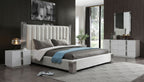 Token - Queen Modern White & Stainless Steel Bed - Queen Modern White & Stainless Steel Bed