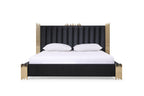 Token - Modern Black + Gold Bed + Nightstands - Modern Black + Gold Bed + Nightstands