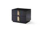 Token - Modern Black + Gold Bed + Nightstands - Modern Black + Gold Bed + Nightstands