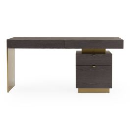 Trahan - Modern Grey Elm & Gold Office Desk