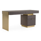 Trahan - Modern Grey Elm & Gold Office Desk