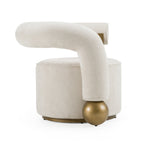 Tranquil - Contemporary Beige Fabric + Antique Brass Accent Chair