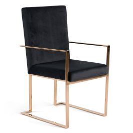 Trea - Modern Black Velvet & Rosegold Dining Chair