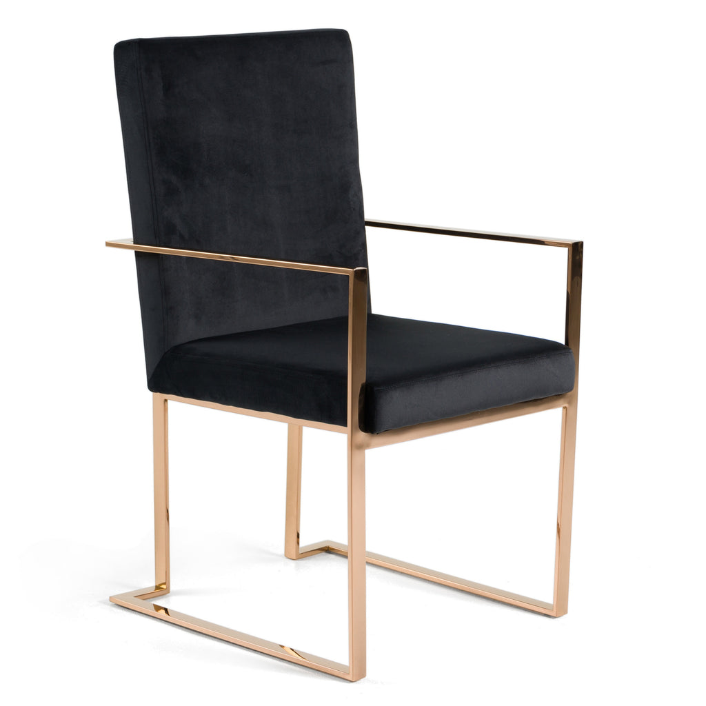 Cartier Modern Black & Rosegold Dining Table Set