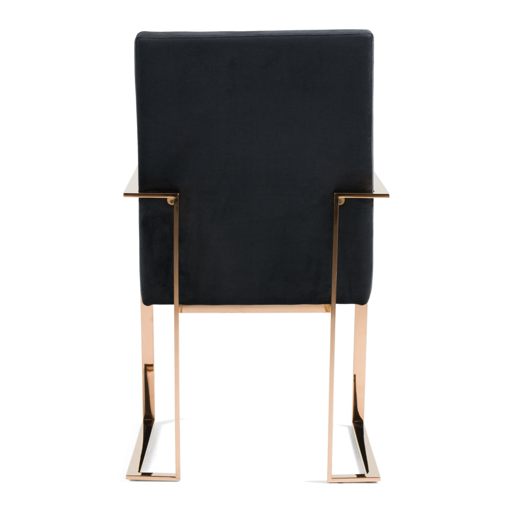 Trea - Modern Black Velvet & Rosegold Dining Chair