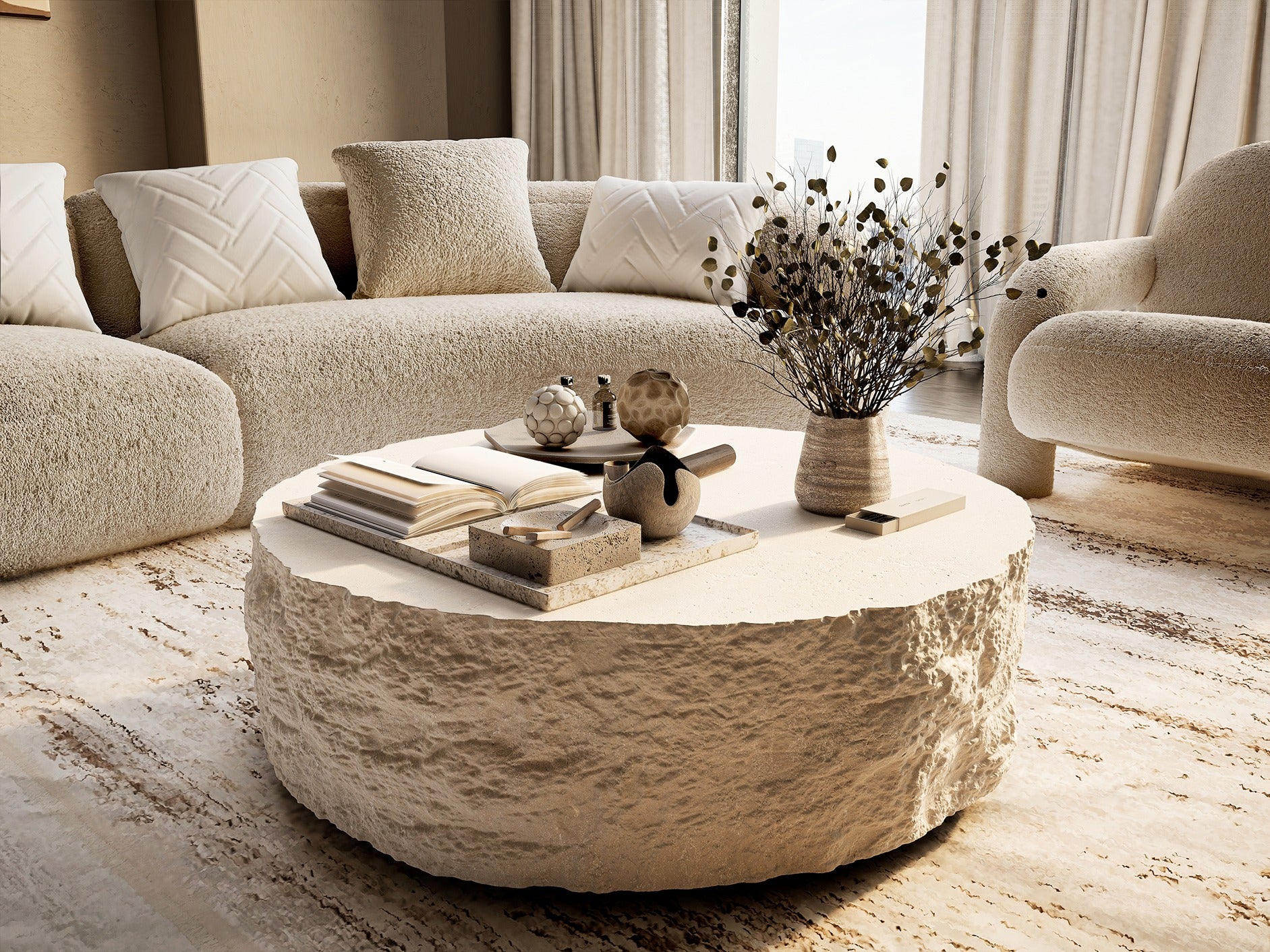 Quarry - Modern Off-White Round Coffee Table