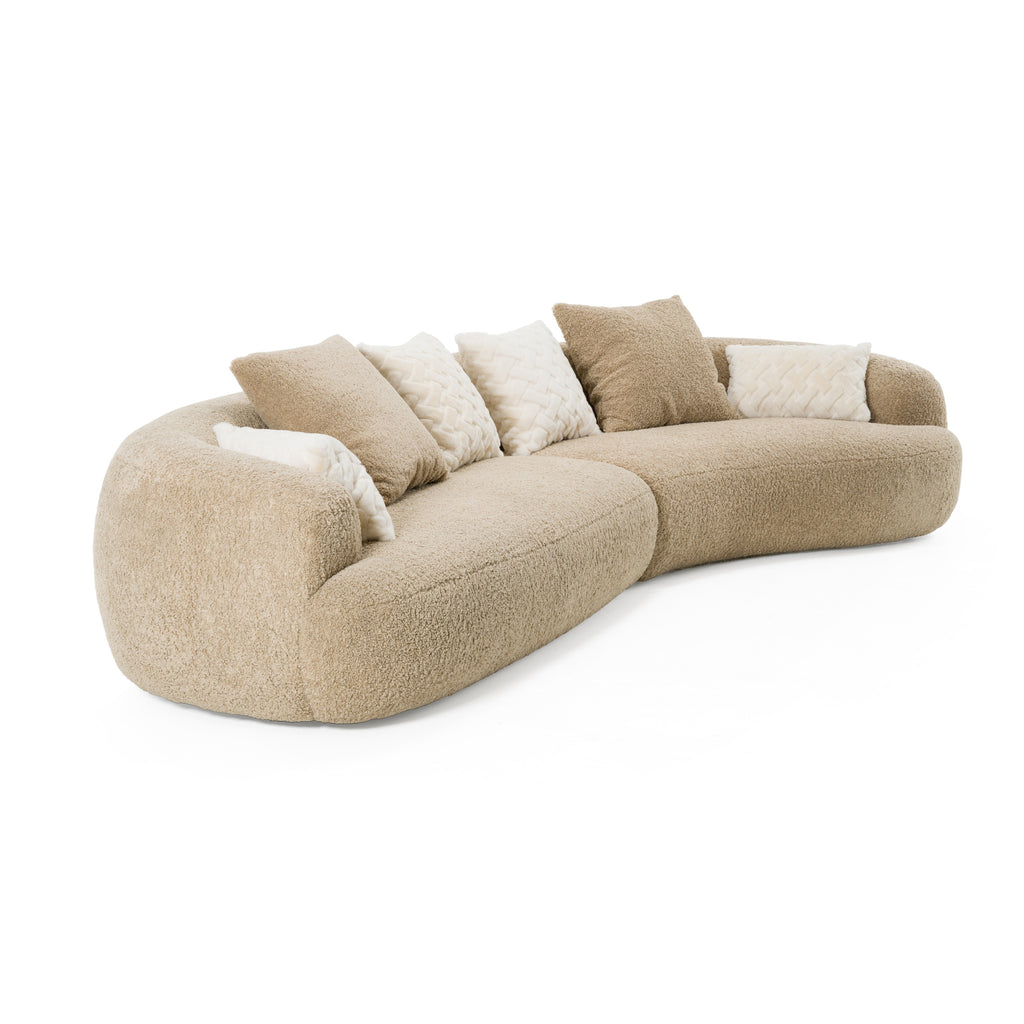 Trevor - Modern Tan Fabric Curved Sectional Sofa