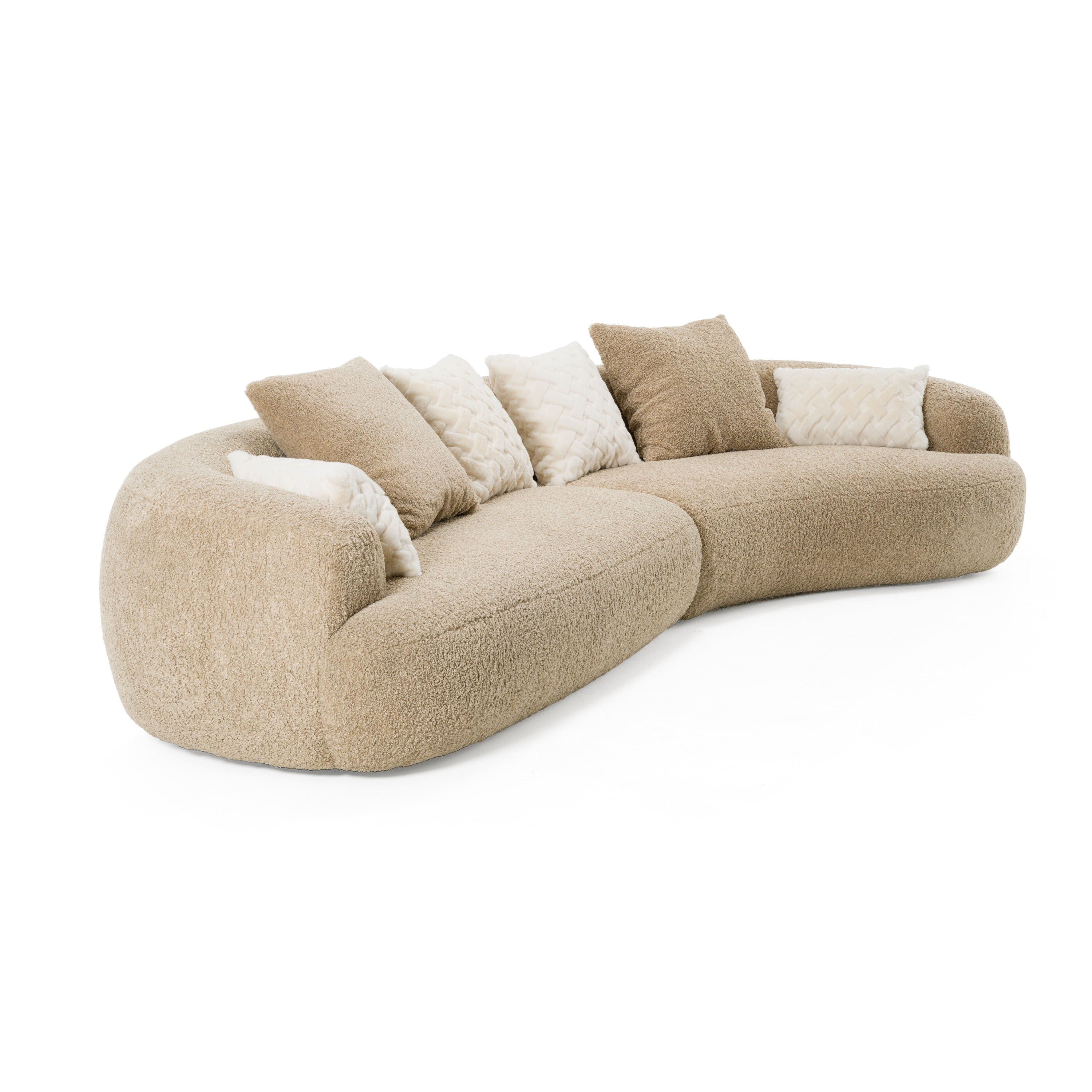 Trevor - Modern Tan Fabric Curved Sectional Sofa