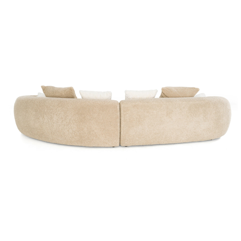 Trevor - Modern Tan Fabric Curved Sectional Sofa