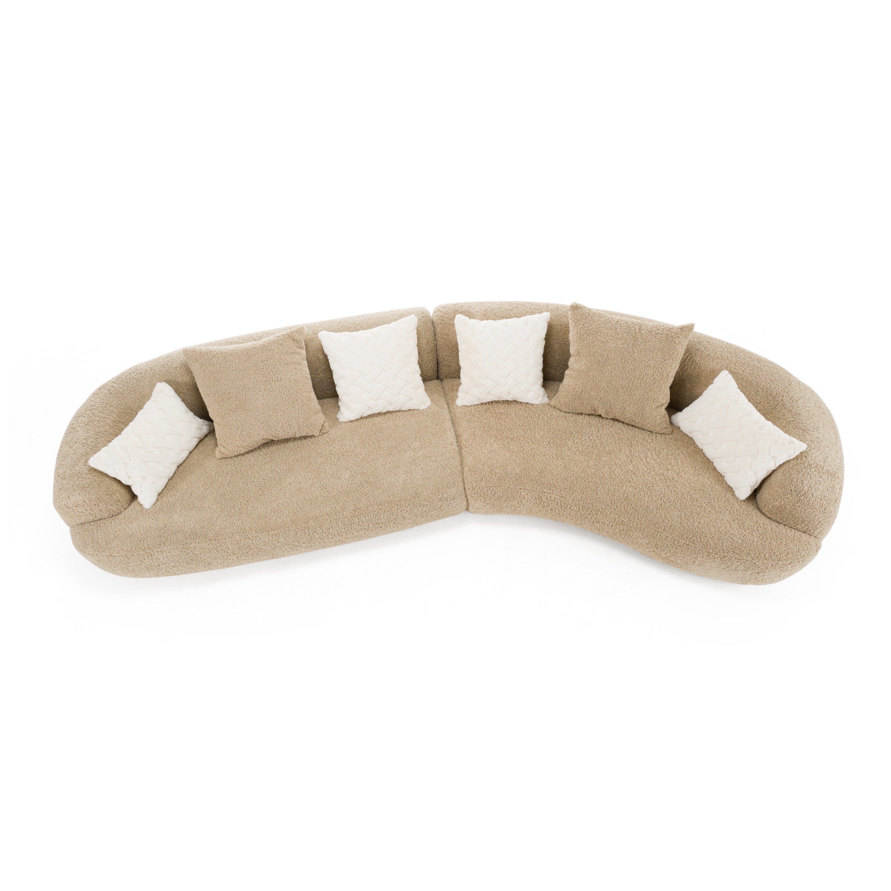 Trevor - Modern Tan Fabric Curved Sectional Sofa