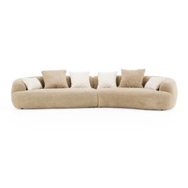 Trevor - Modern Tan Fabric Curved Sectional Sofa
